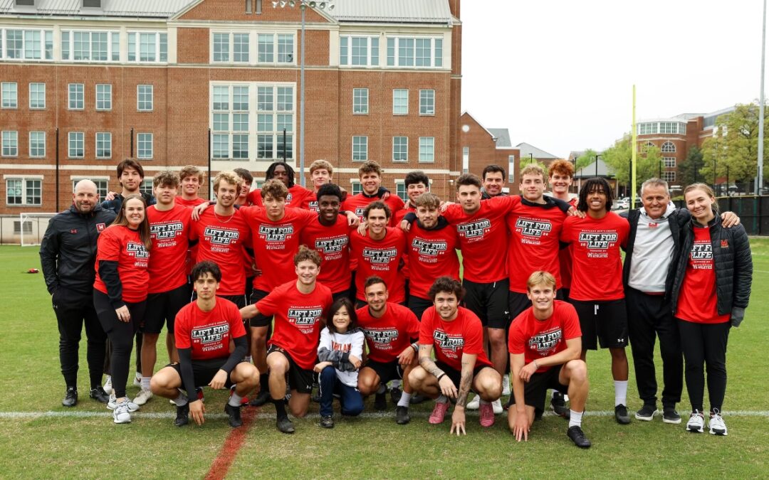 Maryland Men's Soccer Team on field for 2024 Lift for Life event